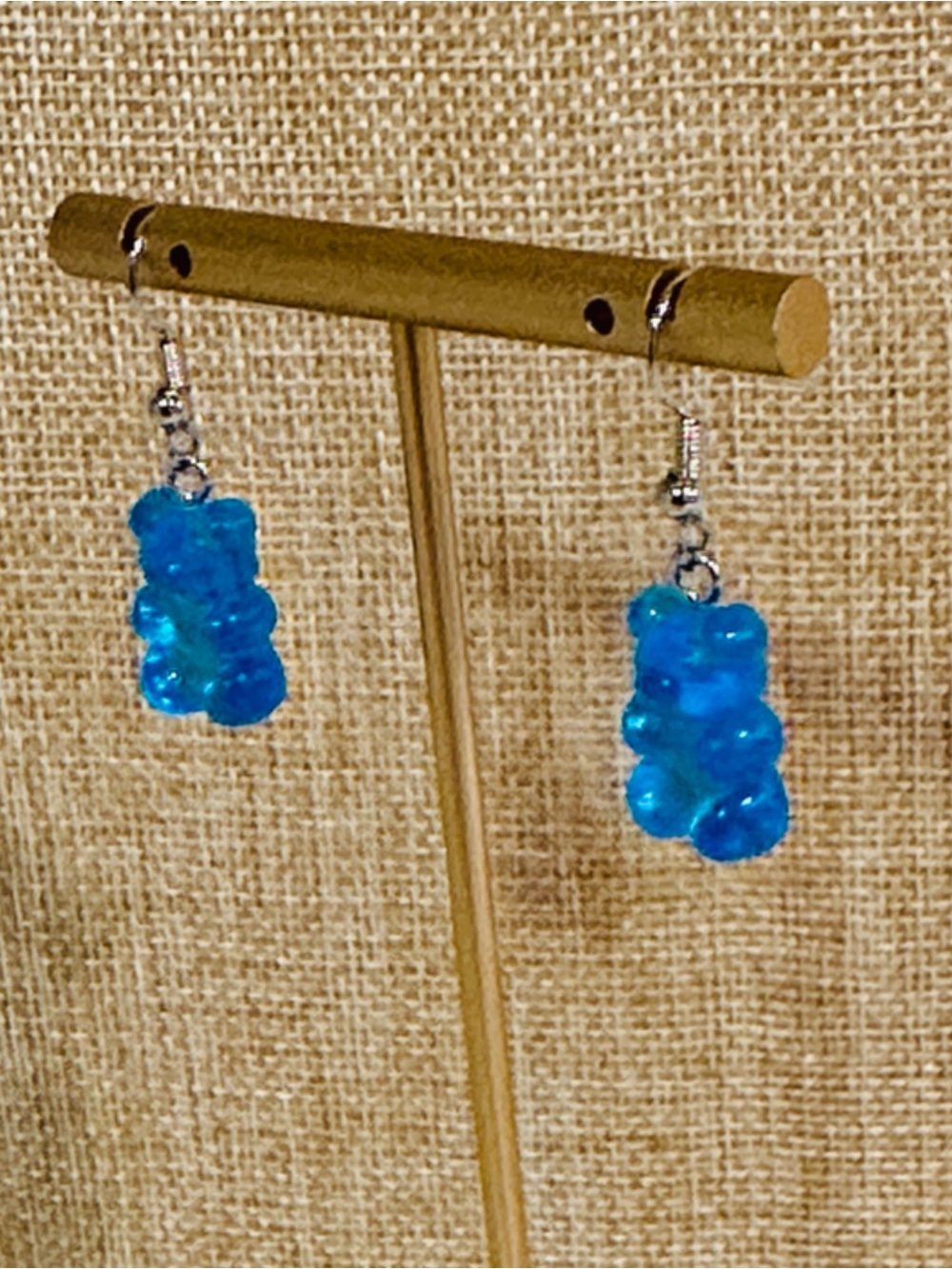 Fashion Jewelry Bright Blue Gummy Bear Dangle Earrings